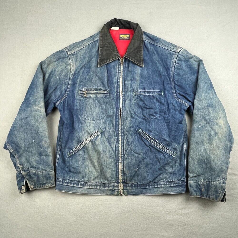 OshKosh B'Gosh Vtg Union Made Sanforized Denim Chore Jacket USA Men's Small (?)